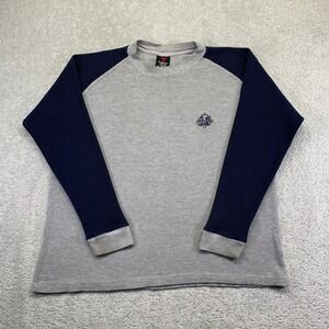Sahara Club Long Sleeve Thermal Shirt Size‎ 2XL Waffle Knit Gray Navy Distressed